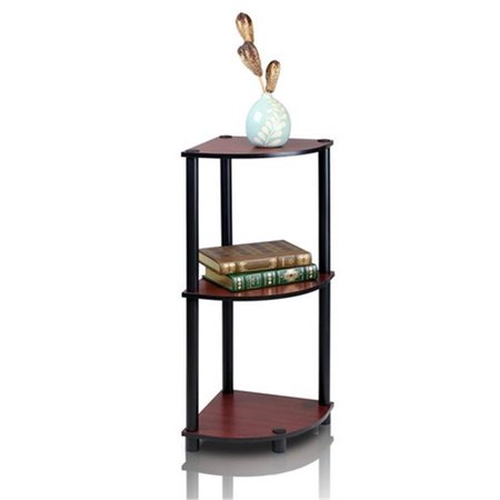 HIGHKEY Turn-N-Tube 3-Tier Corner Display Rack Multipurpose Shelving Unit; Dark Cherry & Black - 29.6 x 11.6 x 11.6 in. LR377465